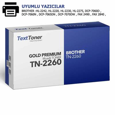 Brother TN-2260 Muadil Toner, Siyah - 1