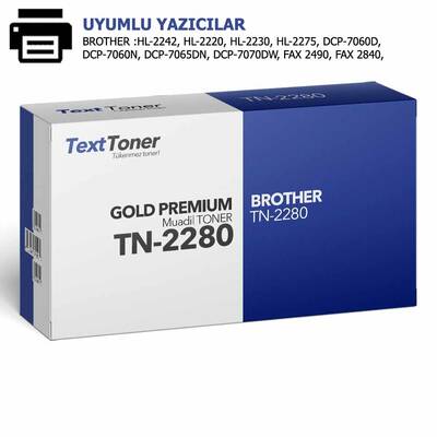 Brother TN-2280 Muadil Toner, Siyah - 1