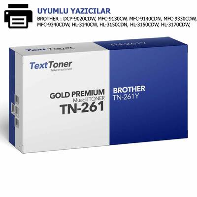 Brother TN-261Y Muadil Toner, Sarı - 1