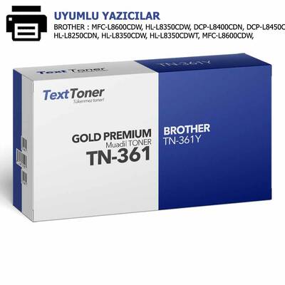 Brother TN-361Y Muadil Toner, Sarı - 1