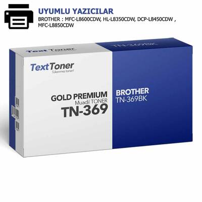 Brother TN-369BK Muadil Toner, Siyah - 1