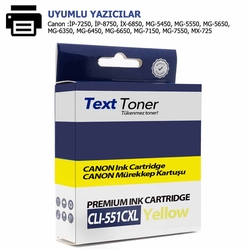 Canon CLI-551XLY Muadil Kartuş, Sarı - Canon