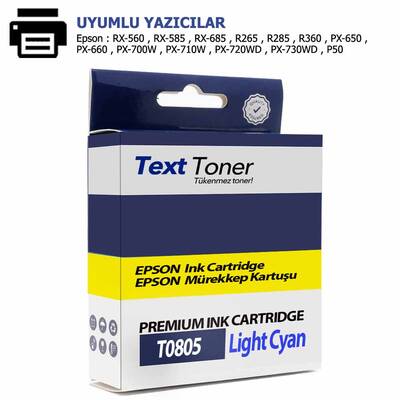 Epson T0805-C13T08054011 Muadil Kartuş, Açık Mavi - 1