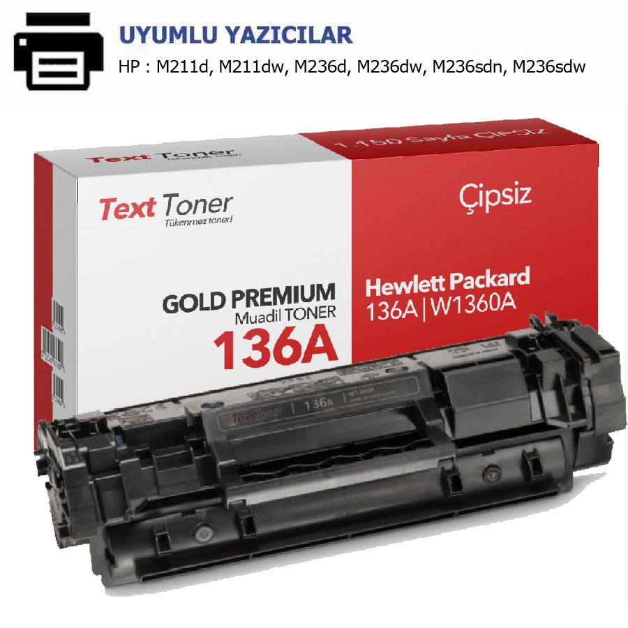 HP 136A | W1360A Muadil Toner, Çipsiz - Hp