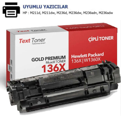 HP 136X | W1360X Muadil Toner, Çipli - Hp