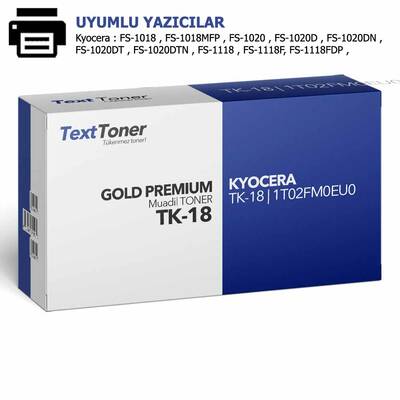 Kyocera TK-18 | 1T02FM0EU0 Muadil Toner, Siyah - 1