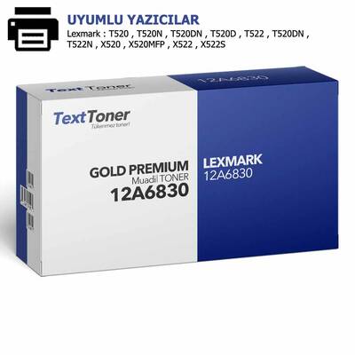 LEXMARK 12A6830-X520 Muadil Toner, Siyah - 1