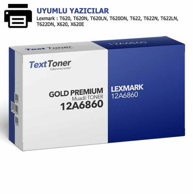 LEXMARK 12A6860-X620 Muadil Toner, Siyah - 1