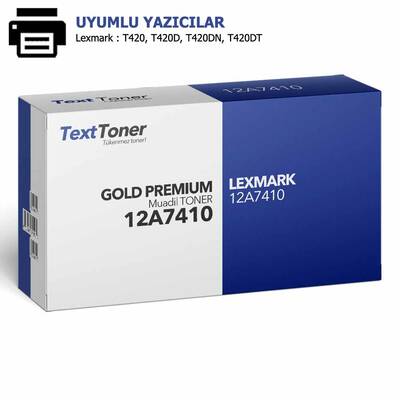 LEXMARK 12A7410-T420 Muadil Toner, Siyah - 1