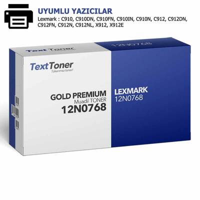 LEXMARK 12N0768-C910 Muadil Toner, Mavi - 1