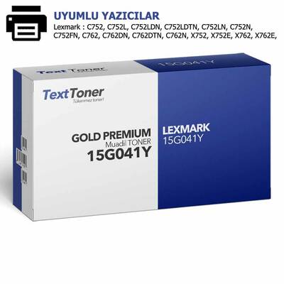 LEXMARK 15G041Y-C752 Muadil Toner, Sarı - 1