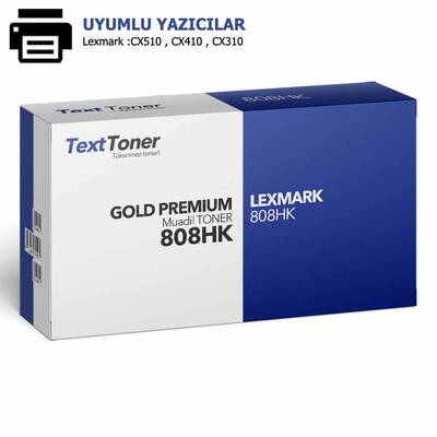 LEXMARK 808HK-CX510 Muadil Toner, Siyah - 1