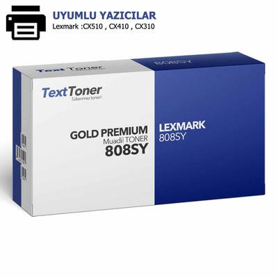 LEXMARK 808SY-CX510 Muadil Toner, Sarı - 1