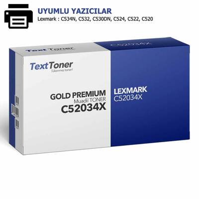 LEXMARK C52034X-C534N Muadil Toner, Mavi - 1