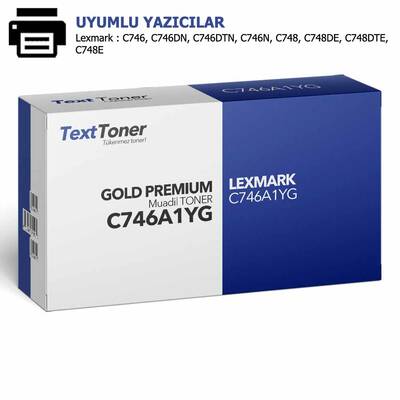 LEXMARK C746A1YG-C746 Muadil Toner, Sarı - 1